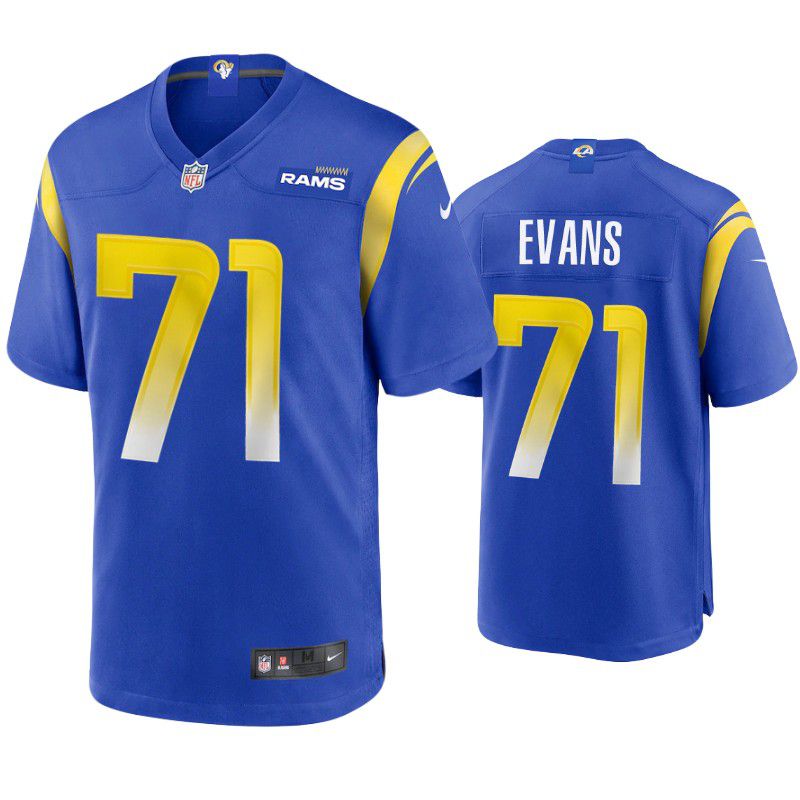 Men Los Angeles Rams #71 Bobby Evans Nike Royal Player Game NFL Jersey